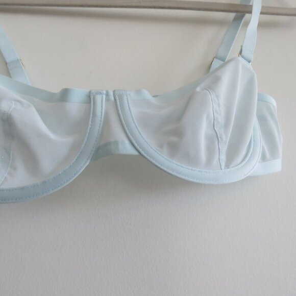 CUUP The Balconette Mesh Underwire Bra in Halo Light Pastel Blue - Size 32B - Picture 7 of 13